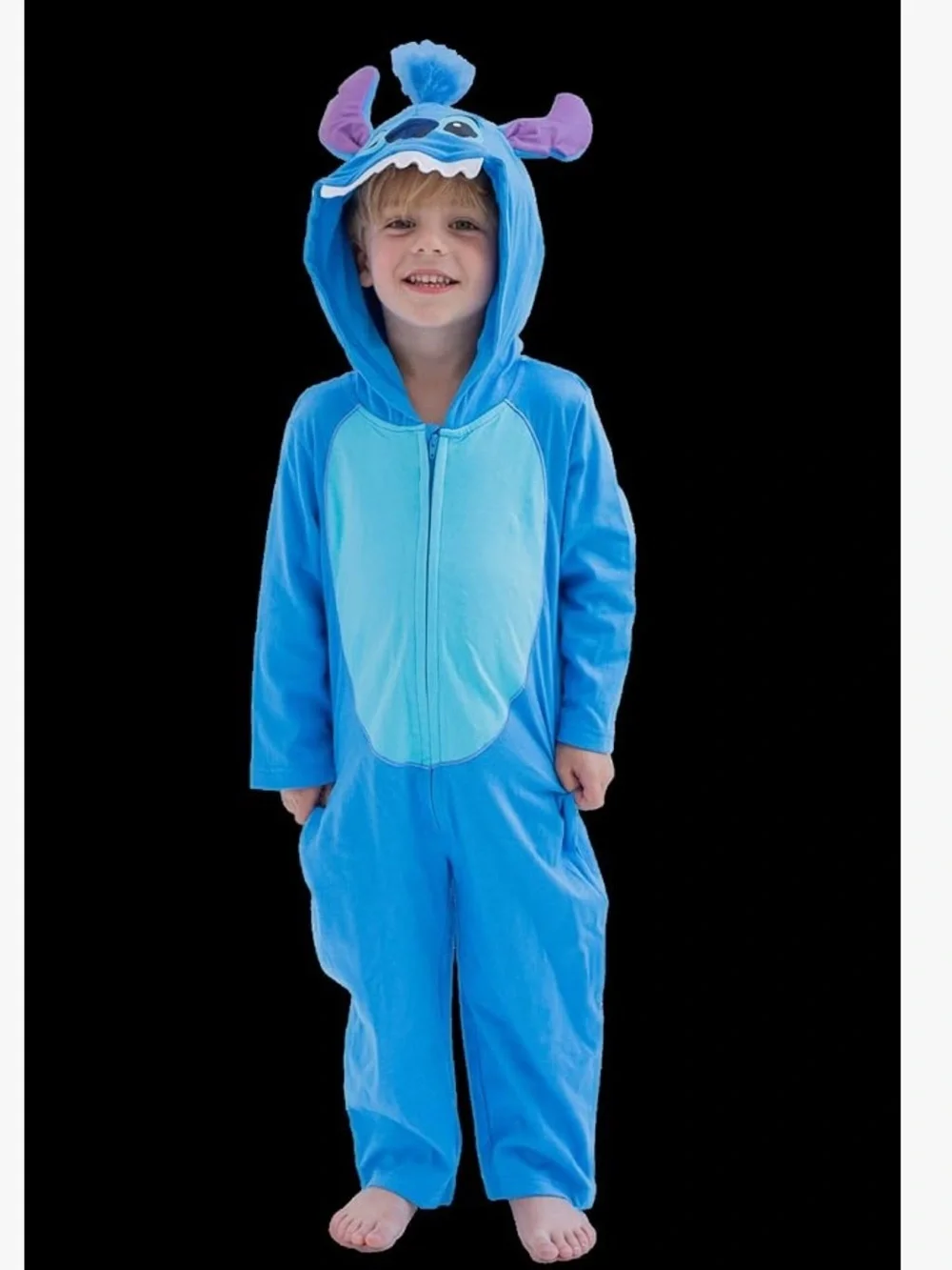 NWT Disney Stitch Zip-Up Coverall Pajama Costume Size 14/16 Blue One Piece